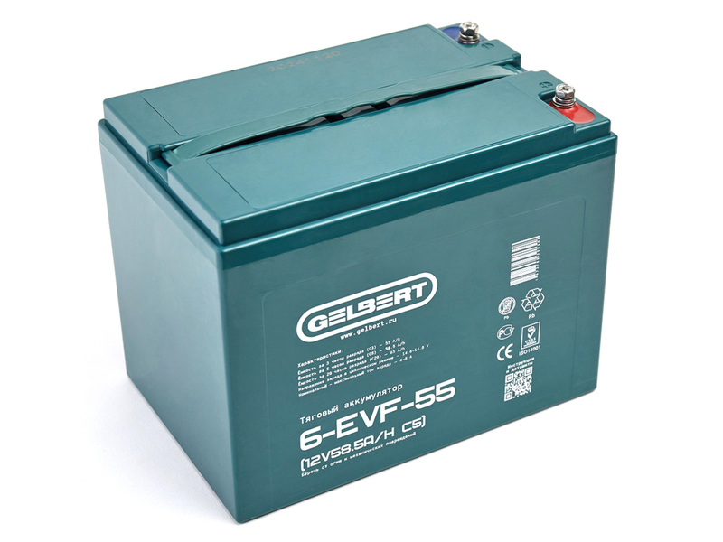 Свинцово-кислотный тяговый гелевый аккумулятор Gelbert 6-EVF-55 (12V58.5A/H C5)