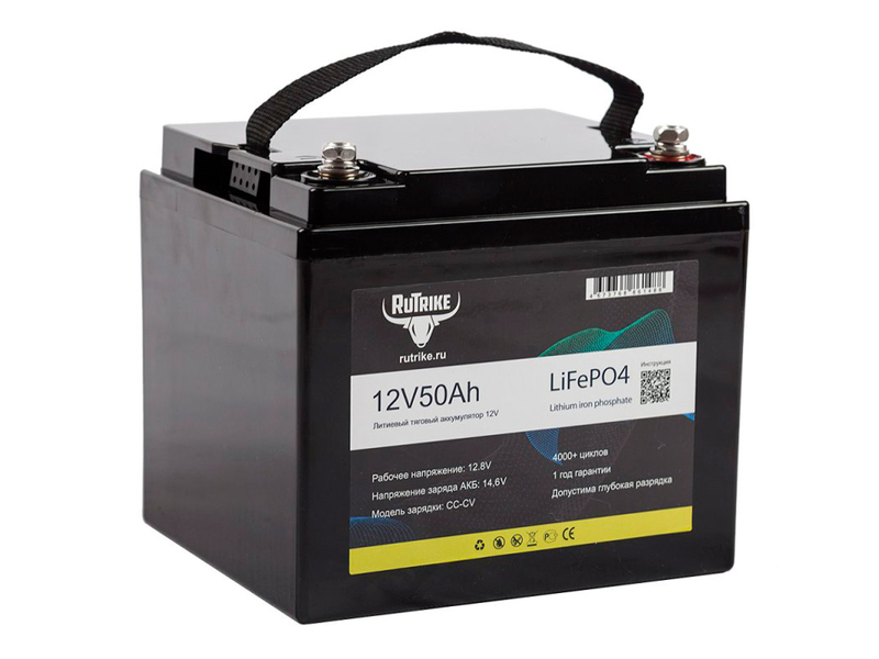 Литиевый тяговый аккумулятор Rutrike LiFePO4 12V/50Ah/50A [6-GFM-38]